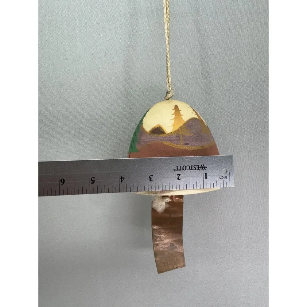 Vintage Mexican Pottery Wind Chime Hand Painted Southwestern Bisque Clay Bell